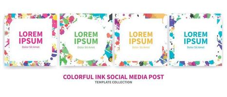 Social media post template with colorful ink vector