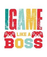 Typography game t shirt template design. vector