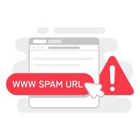 no haga clic en URL de spam, concepto de hipervínculo sospechoso y peligroso ilustración diseño plano vector eps10. elemento gráfico moderno para página de inicio, interfaz de usuario de estado vacío, infografía, icono