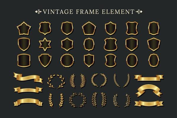 Set of vintage frame element