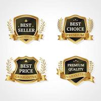 Set of realistic golden seal, quality product badges vector