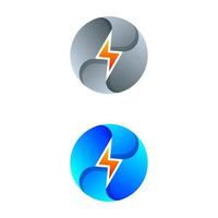 circle lightning gradient logo design vector