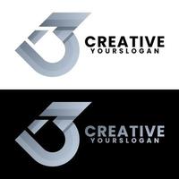 letter b and number 3 gradient  logo design vector