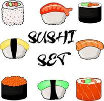 conjunto de comida de sushi vector