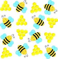 Honeycomb and bee pattern vector