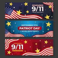 American 9 11 Building Flag Banner vector