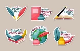 Poetry Day Sticker Pack vector