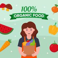 Woman with Organic Fresh Food Concept vector