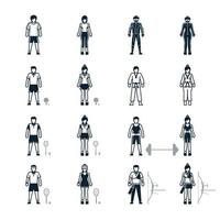 People, Sport Player and Clothing icons with White Background vector