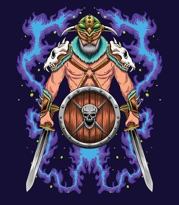 Viking warrior with shield and sword