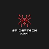 Tech spider line style logo design vector