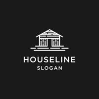 House logo line art icon in black backround vector