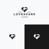 plantilla de diseño plano de icono de logotipo de tiburón de amor vector