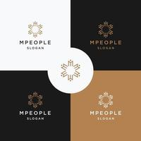 Letter M People logo icon flat design template vector