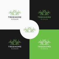 Tree Home logo icon flat design template vector