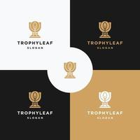 Trophy Leaf logo icon flat design template vector