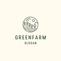 plantilla de diseño plano de icono de logotipo de granja verde vector