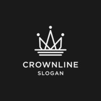 Crown logo line art icon in black backround vector