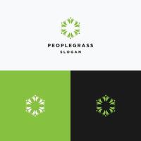 People Grass logo icon flat design template vector