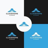 Cloud home logo icon flat design template vector