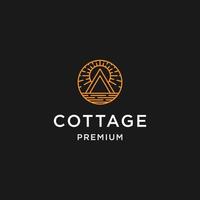 Cottage Line Art Logo Vector Illustration Design, Outdoor Logo Design