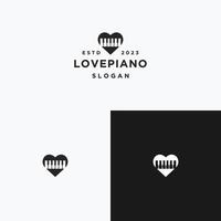 plantilla de diseño plano de icono de logotipo de piano de amor vector