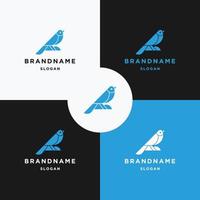 Bird logo icon flat design template vector