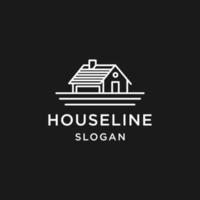 icono de arte de línea de logotipo de casa en fondo negro vector