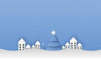 Christmas Winter Landscape With Snowflake Vector Illustration