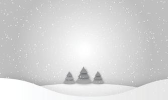 Merry Christmas background with Xmas trees, vector greeting card, poster and banner illustration