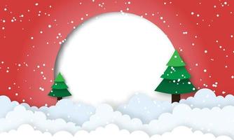 Merry Christmas and Happy New Year. Christmas background with  Paper art style. vector