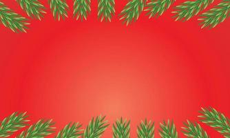 Detailed red frame with fir twigs. Christmas holiday background. Vector illustration.