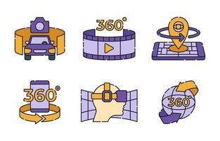 Virtual Reality 360 Technology Icon Set vector