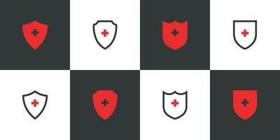 Health safety logo concept health care medical shield vector logo design template element