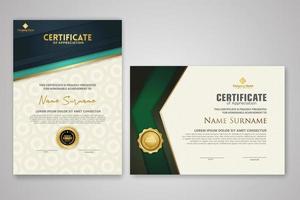 Certificate template with luxury badge and elegance modern pattern background. for appreciation, achievements, award, business, and education needs. vector illustration