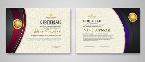 Certificate template with luxury badge and elegance modern pattern background. for appreciation, achievements, award, business, and education needs. vector illustration