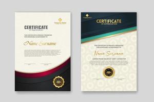 Certificate template with luxury badge and elegance modern pattern background. for appreciation, achievements, award, business, and education needs. vector illustration