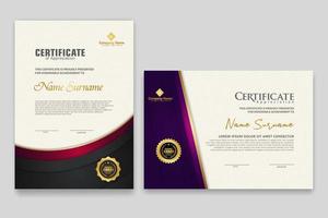 Certificate template with luxury badge and elegance modern pattern background. for appreciation, achievements, award, business, and education needs. vector illustration