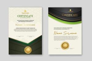 Certificate template with luxury badge and elegance modern pattern background. for appreciation, achievements, award, business, and education needs. vector illustration