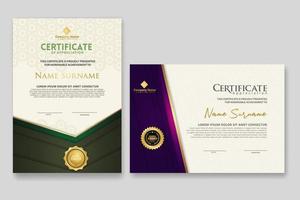 Certificate template with luxury badge and elegance modern pattern background. for appreciation, achievements, award, business, and education needs. vector illustration