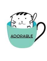 Adorable Cat is in Cup Illustration.eps vector