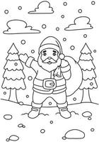 Cute santa holding gift coloring book illustration vector