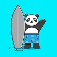 Cute Panda Surfing Vector