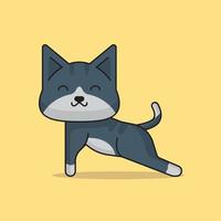 cute cat yoga plank poses vector