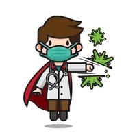 Cute Doctor Hitting Corona Virus Vector