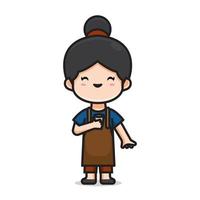 cute girl barista vector