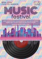 cartel del festival de música para el diseño de arte de la fiesta nocturna vector