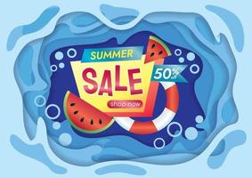 summer sale banner design for website banner papercut wave background vector