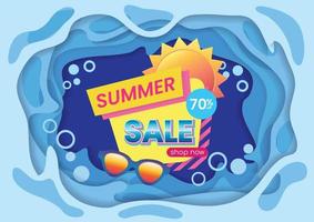 summer sale banner design for web banner papercut background vector