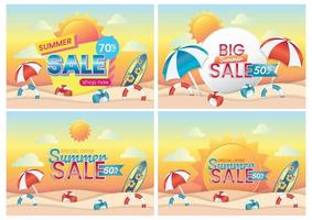 venta de verano para el conjunto de fondo de banner de sitio web vector